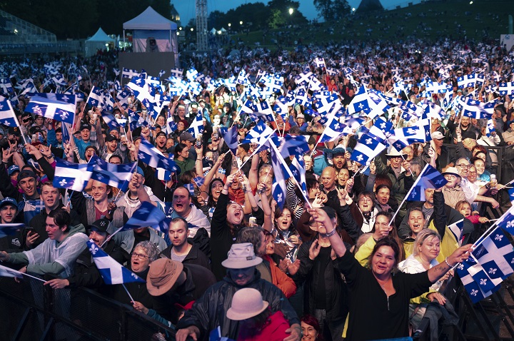 The crowd screams at the Fête Nationale, Thursday, June 23, 2022  in Quebec City. 