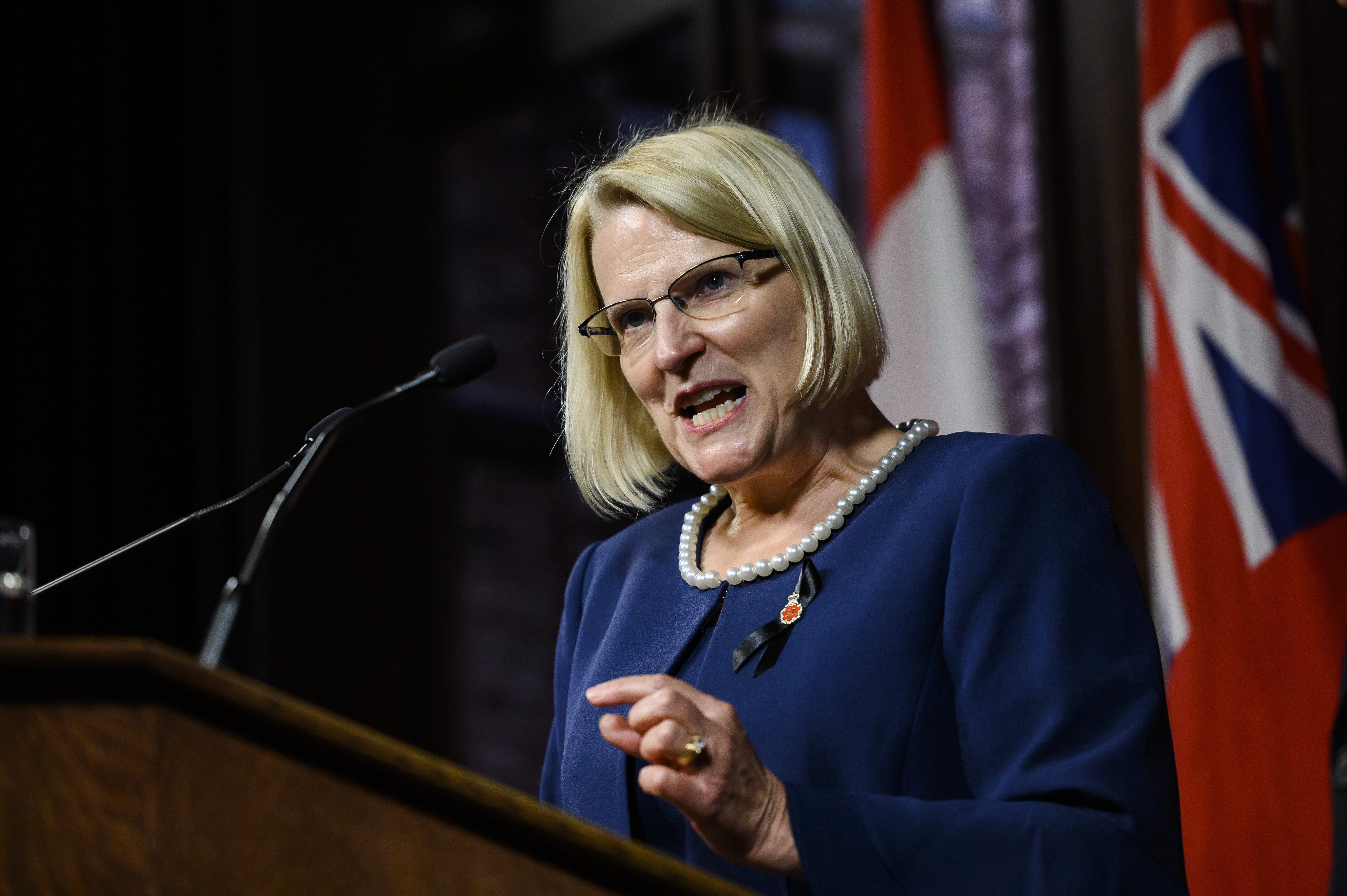 Health Minister Sylvia Jones speaks with media at Queen’s Park in Toronto on Sept. 14, 2022. THE CANADIAN PRESS/Christopher Katsarov