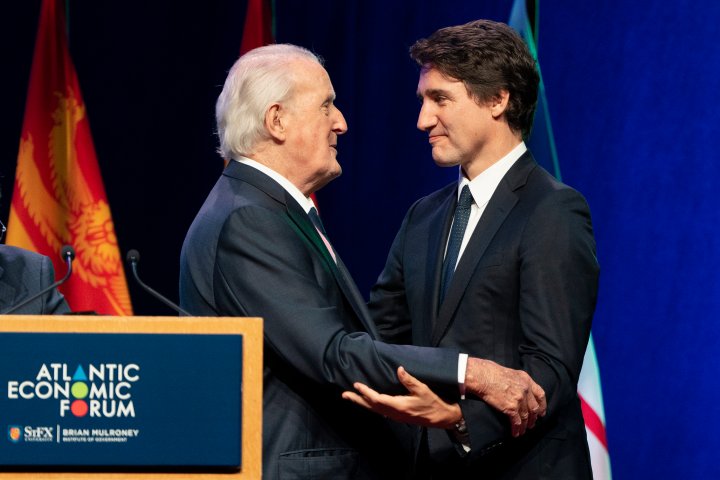 Brian Mulroney praises Trudeau’s leadership, omits any mention of Pierre Poilievre