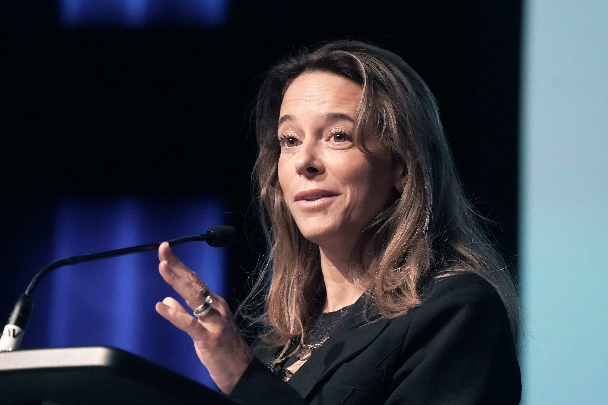 CAQ Minister Responsible for Housing France-Elaine Duranceau speaks at a symposium on the housing crisis in Montreal, Quebec, Monday, May 15, 2023. 