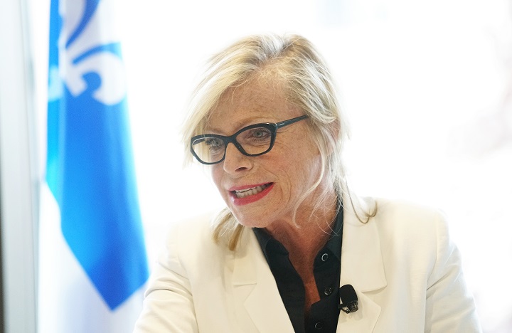 CAQ Minister of Tourism Caroline Proulx at a press conference in Montreal, Quebec, Friday, July 9, 2021. 
