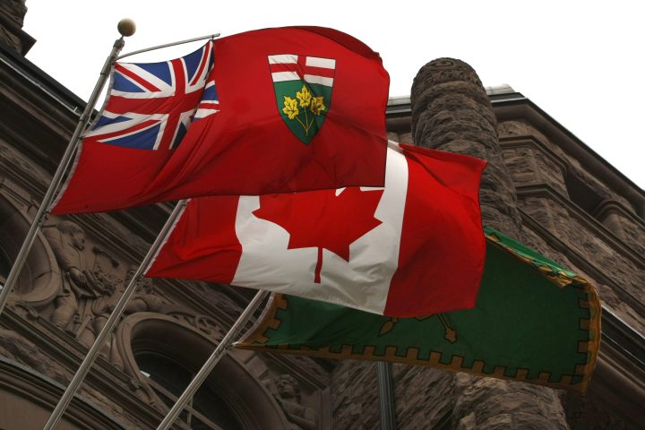Toronto, March 19/09 - Various photos of the Ontario Provincial Flag flying over Queen's Park in Toronto , Ontario, Canada.  
