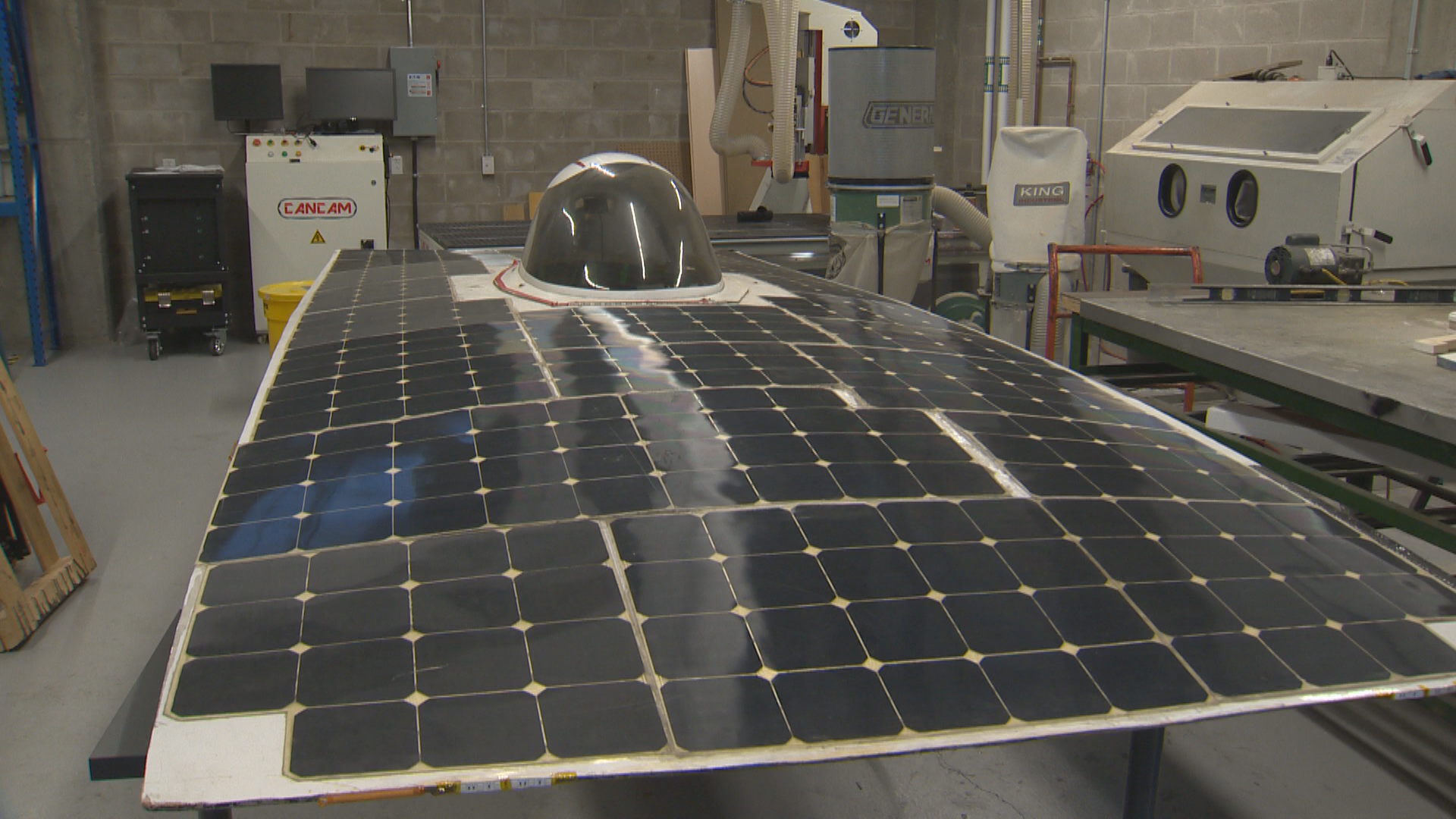 The solar panels are placed on top of the vehicle.