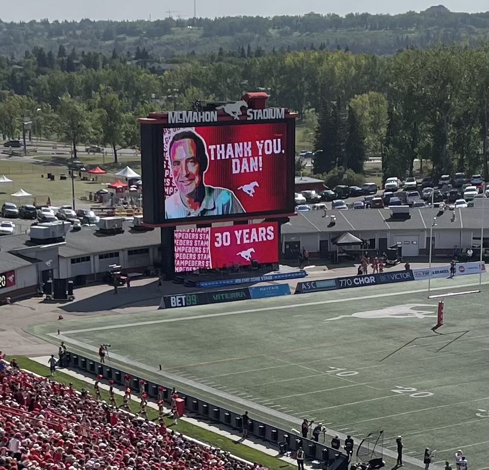 Dan Carson 30 year tribute at McMahon Stadium.