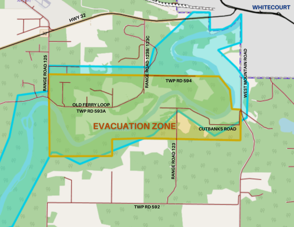 Properties near Whitecourt, Fort Assiniboine ordered to evacuate as rivers overflow - image