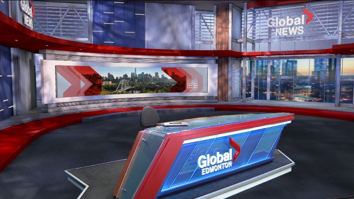 A file photo of the Global Edmonton television set.
