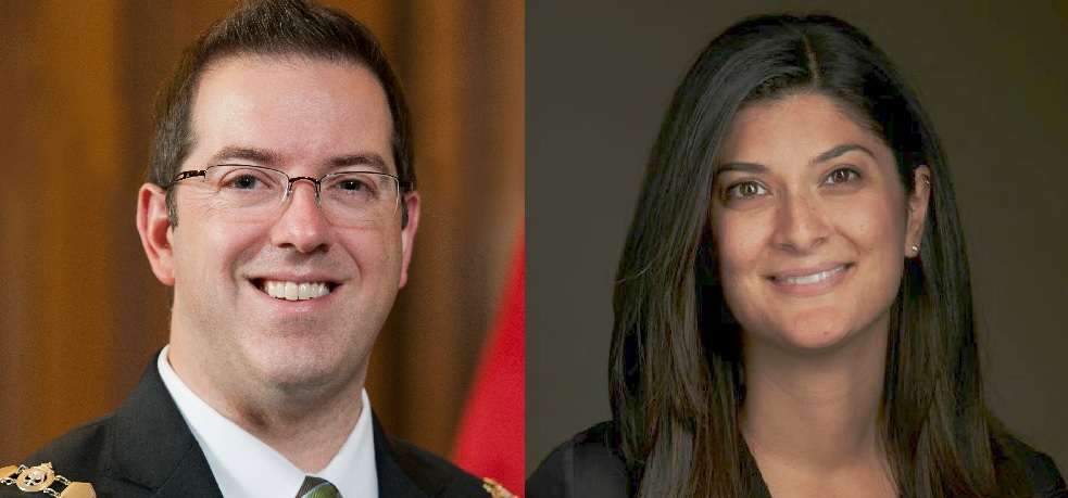 Guelph Mayor Cam Guthrie (left) and Guelph Chamber of Commerce president Shakiba Shayani.