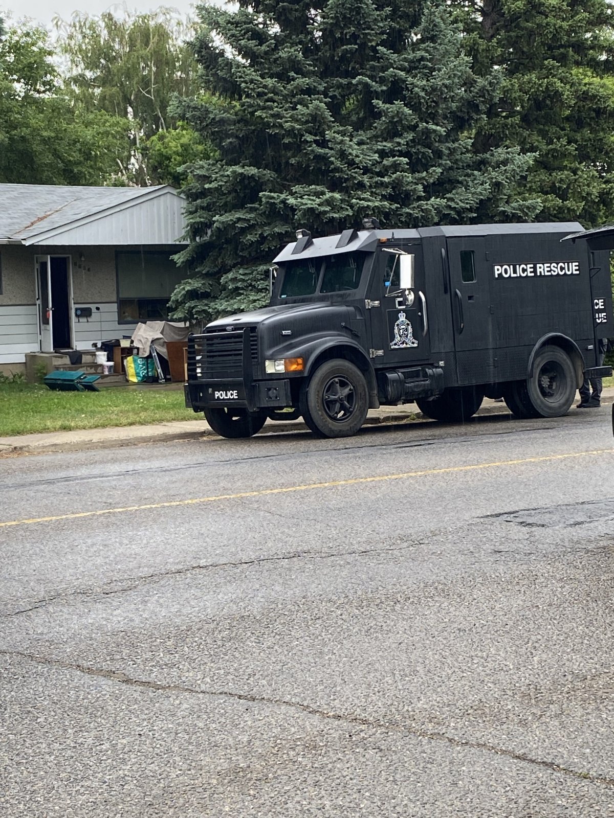 A photo of the high risk investigation taking place in the 1700 block and 16 ave. in Lethbridge on Friday June 9.