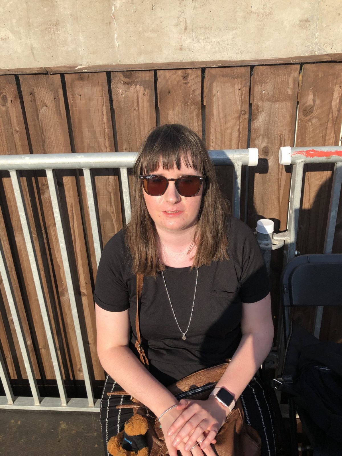 Holly Tuke at a concert on a disabled access platform.
