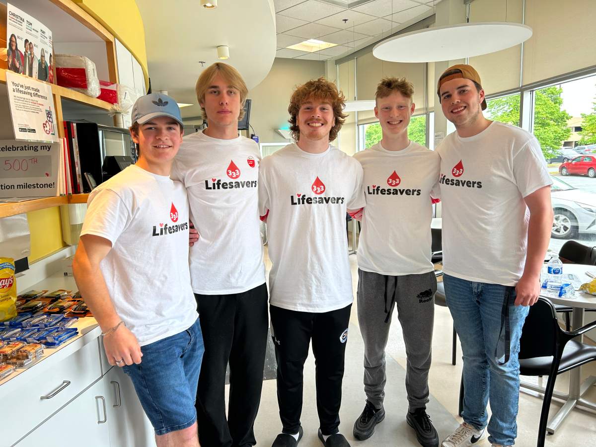 A group of graduating students were all smiles after being treated to some free snacks after completing their blood donation.