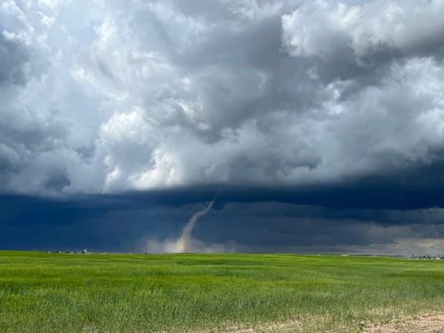 A funnel cloud near Iron Springs, Alta. on Jun. 14, 2023.