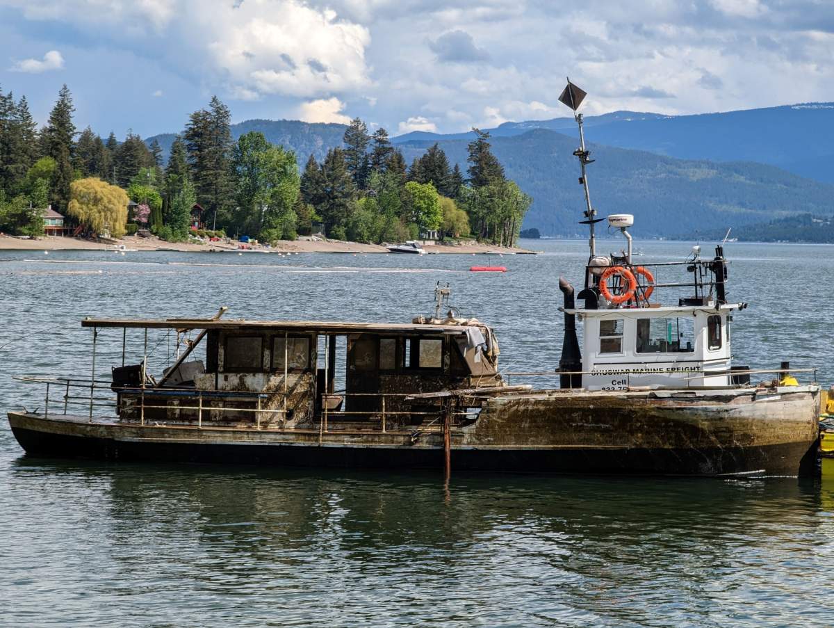 Another photo of the Mandalay B after being raised from Shuswap Lake on May 10.