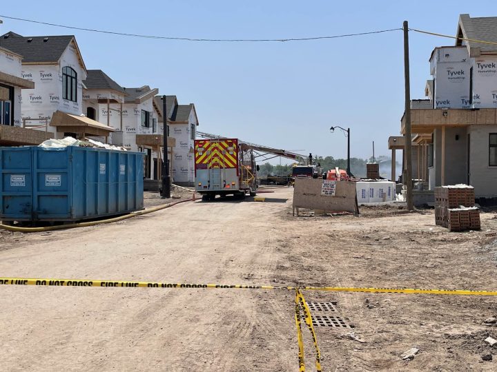 Firefighters remained at the scene into the afternoon Wednesday putting out hotspots.