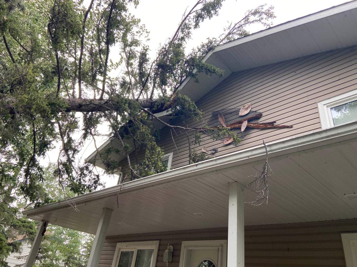 Storm damage in Ma-Me-O Beach on Pigeon Lake in central Alberta on Wednesday, June 14, 2023.
