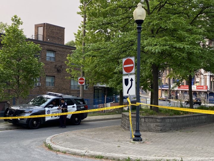 Toronto police on the scene of a shooting reported on Monday, June 5, 2023.