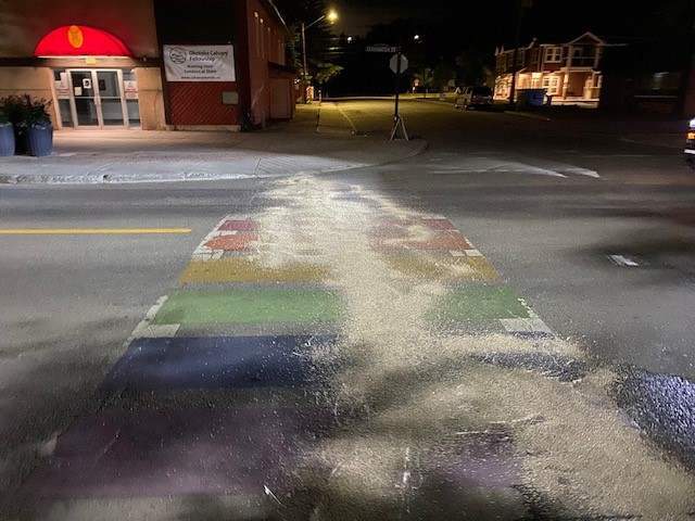 Okotoks RCMP investigate Pride crosswalk vandalism captured on video  | 24CA News