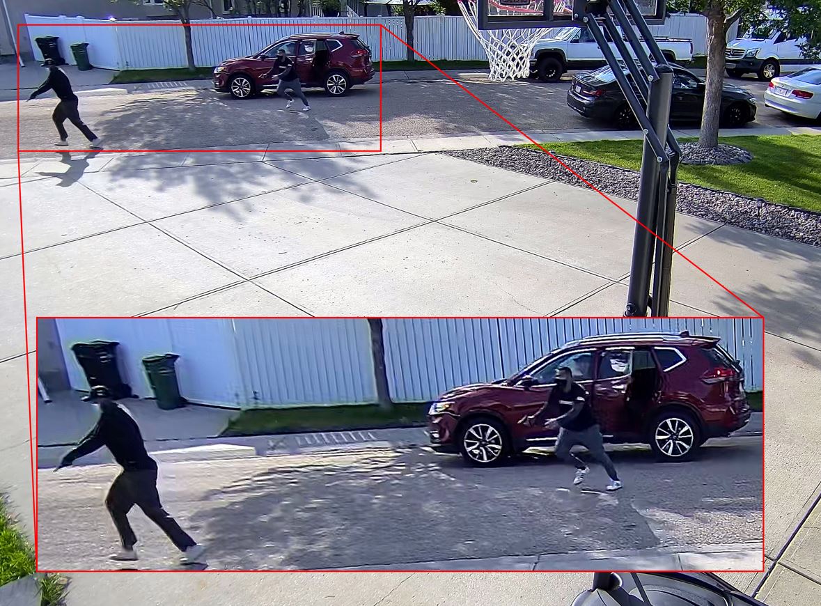 Two suspects pulled up in a red Nissan Rogue and started firing bullets at a man walking with his family on Ormsby Crescent in west Edmonton's Callingwood area on Saturday, June 24, 2023.