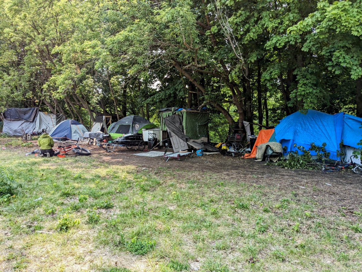 Homeless tent encampment located at Wellington Valley Park, London Ontario