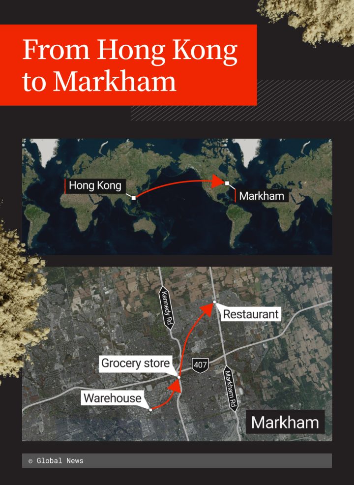 The mislabeled powder travelled from Hong Kong to a warehouse in Markham, Ont.