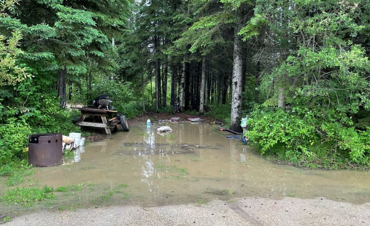 Flooding is seen at the Sagitawah RV Park in Alberta on Tuesday, June 20, 2023.