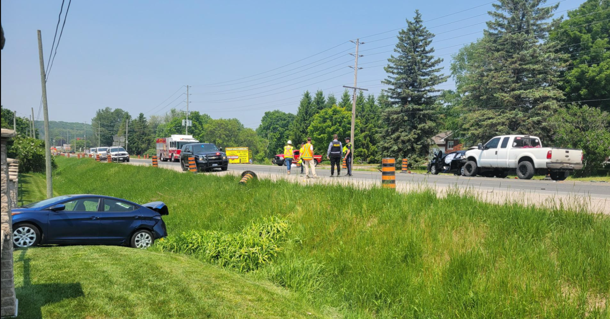 On June 5, 2023 just after 1:00 p.m., members of the Southern Georgian Bay detachment of the Ontario Provincial Police along with the Midland Fire Department and Simcoe County Paramedics attended Simcoe Road 93, one kilometer north of Highway 12 for a report of a three vehicle collision involving injuries. 