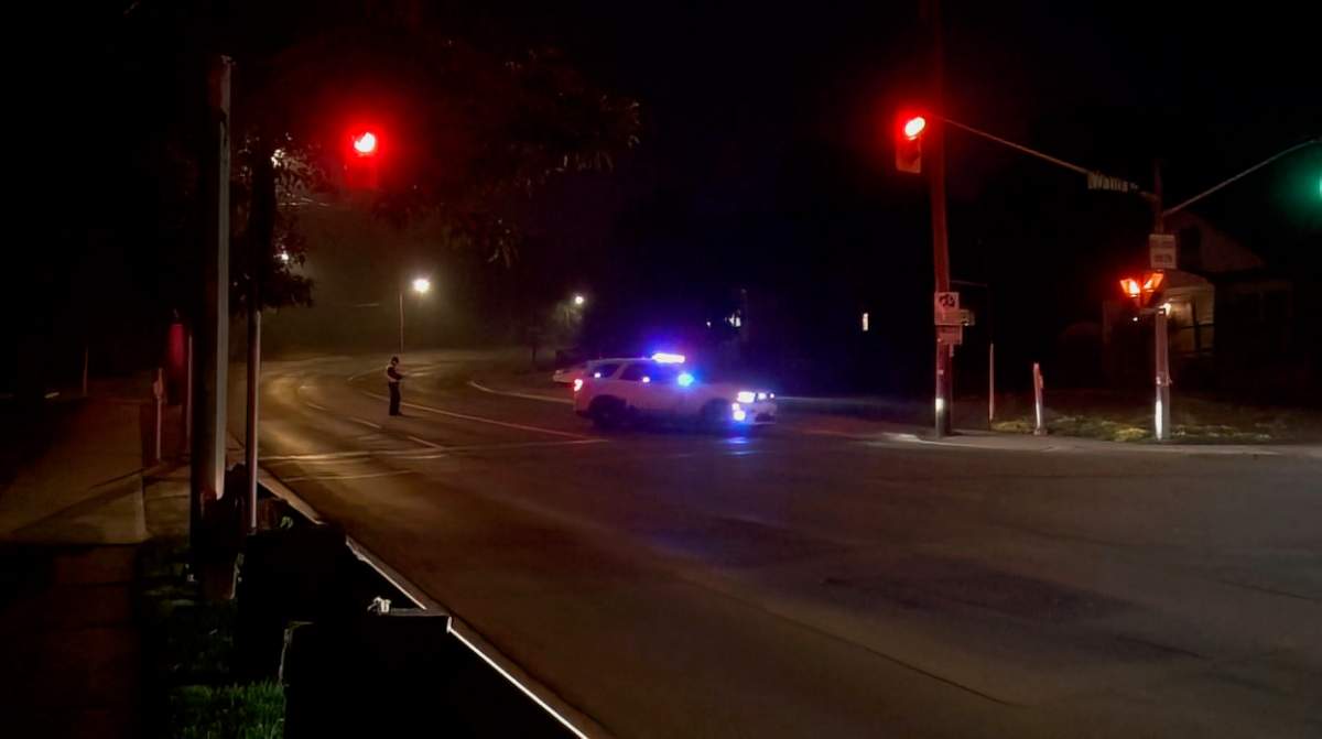 Police closed a section of Sherbrooke Street following a collision between a motorcycle and a pickup truck on Thursday.