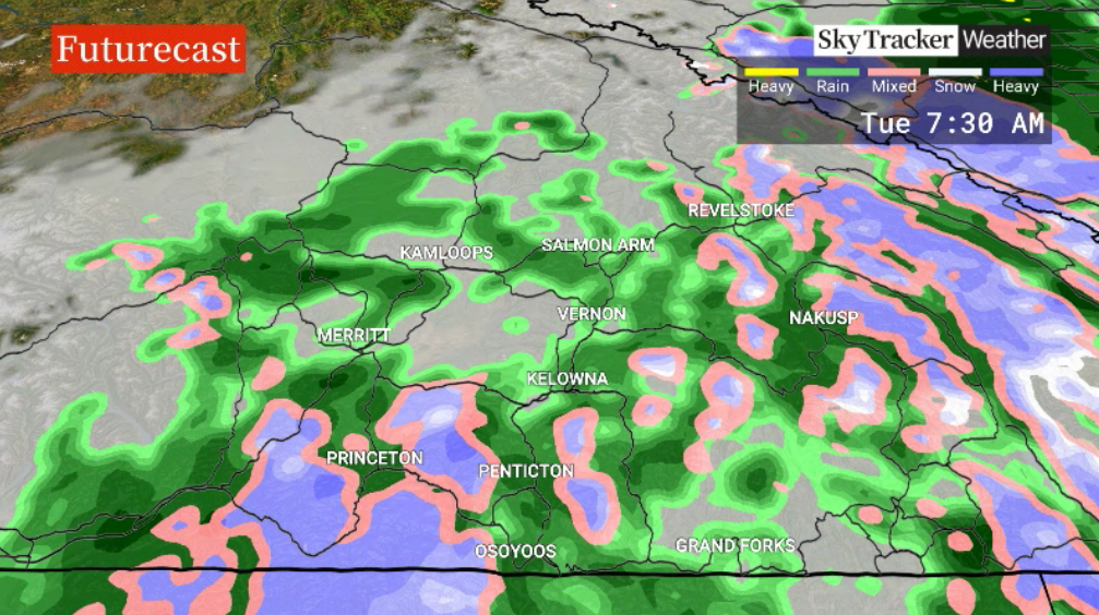Steadier showers and high elevation show slides into the Okanagan to finish spring.