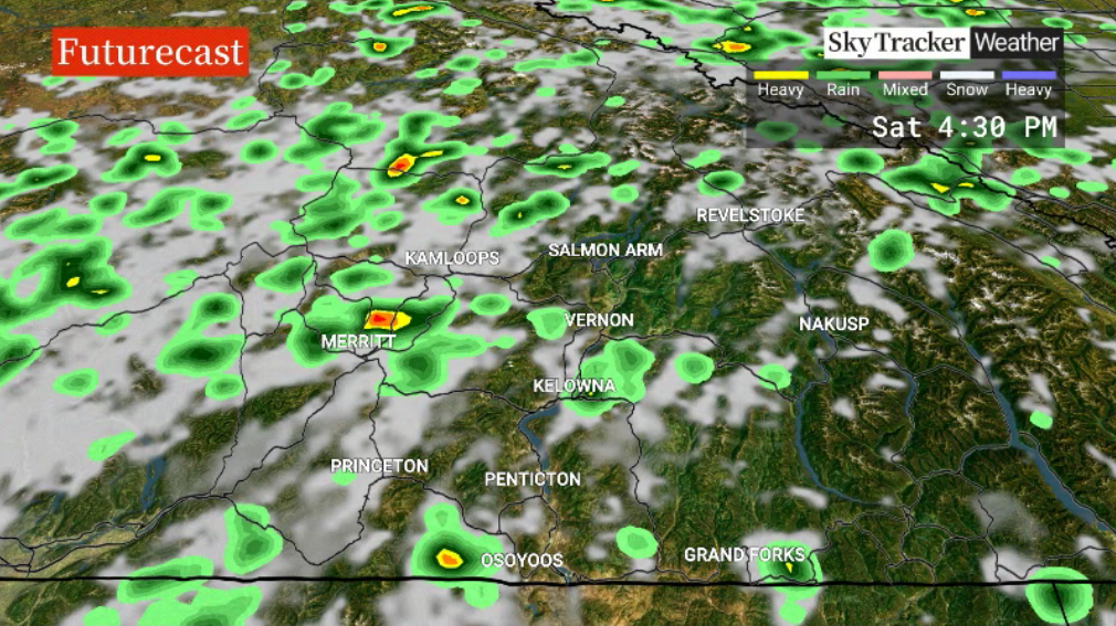 There is a slight chance of a thunderstorm late Saturday in the Central Okanagan.