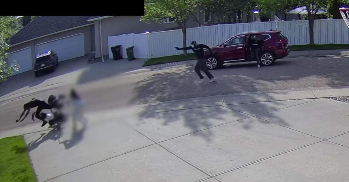 Two suspects pulled up in a red Nissan Rogue and started firing bullets at a man walking with his family on Ormsby Crescent in west Edmonton's Callingwood area on Saturday, June 24, 2023.