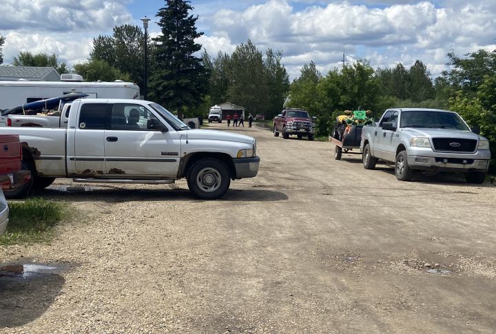 Flooding forced people to leave the Westview Village Mobile Home Park in central Alberta on June 20, 2023.
