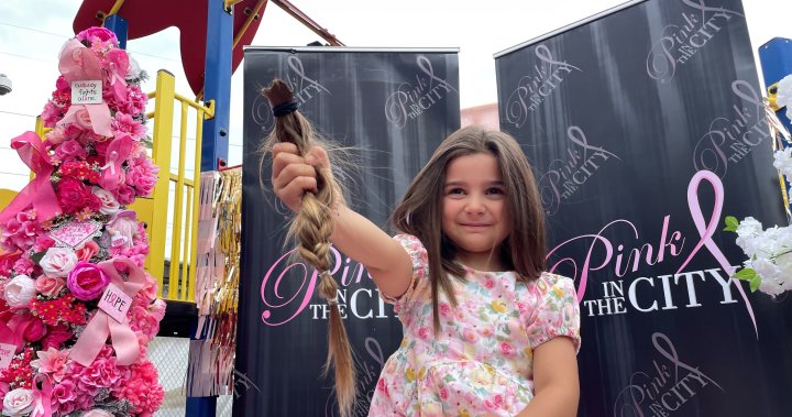 A 5-year-old girl’s first haircut raises $6K and counting for breast cancer patients – Montreal | Globalnews.ca