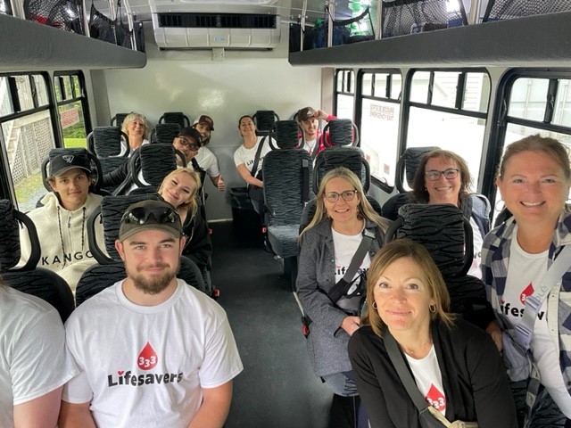 A bus provided by the Canadian Blood Services transported the students and parents to their Halifax location.