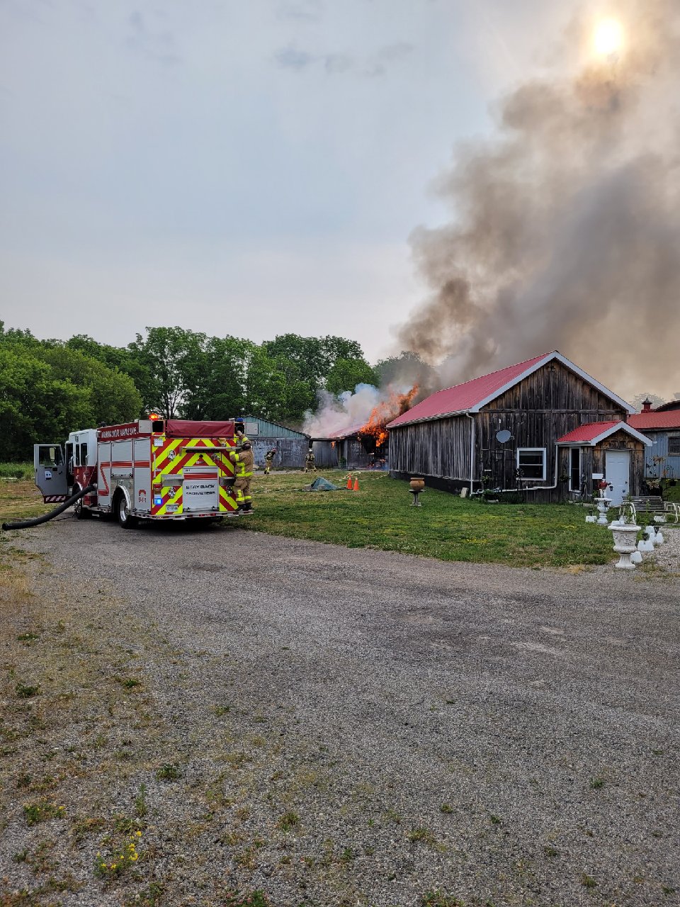 Smoke seen billowing from a building on June 6, 2023.