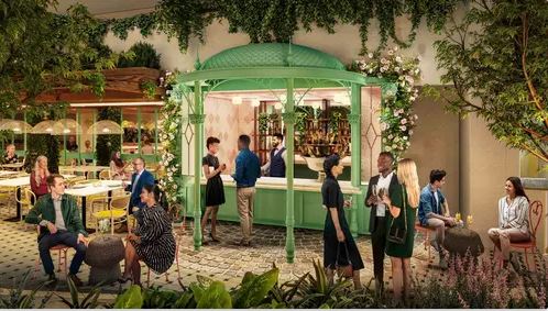 A rendering of the walk-up champagne bar that will be found in Central Park.