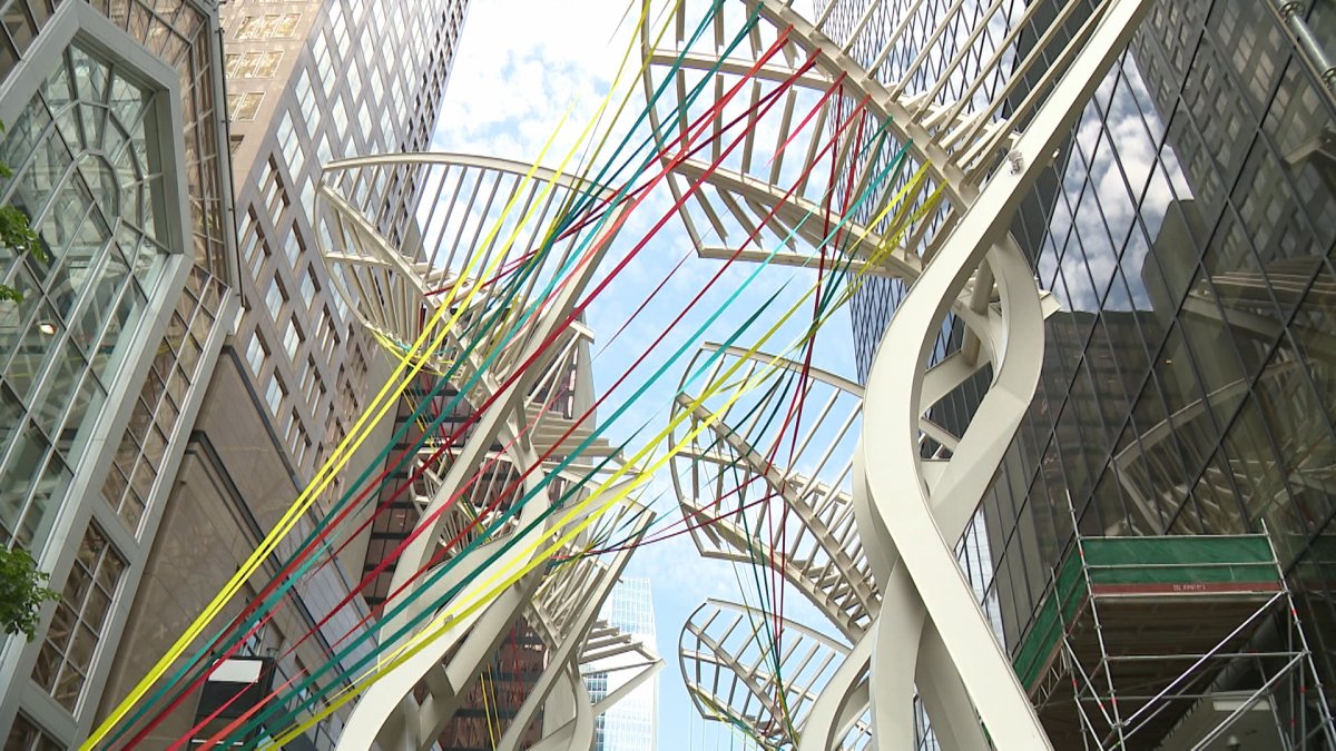 The Novus Textura art installation is expected to add colour to Stephen Avenue in downtown Calgary into 2025.