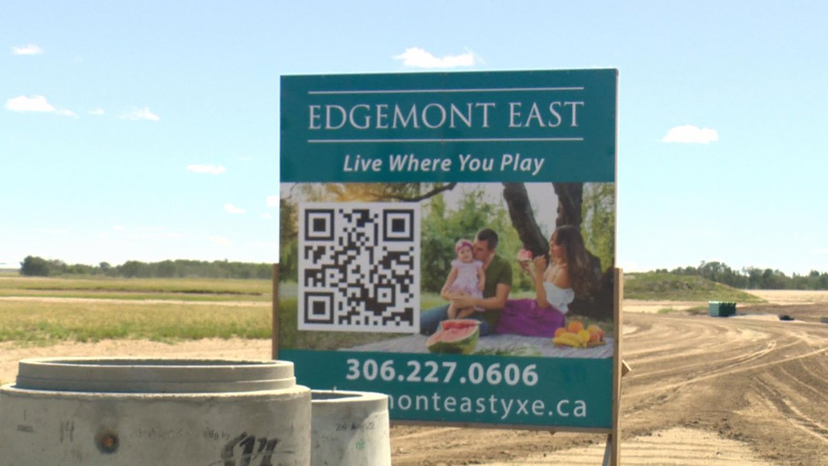 Edgemont East Development sign in Corman Park.