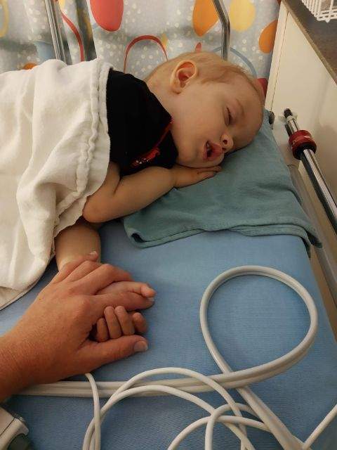 Ezra at Toronto Hospital for Sick Kids where he underwent a bone marrow transplant, chemotherapy and over two dozen blood transfusions.