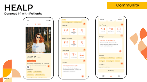 Healp is an app designed to help people with chronic illness feel connected and supported.