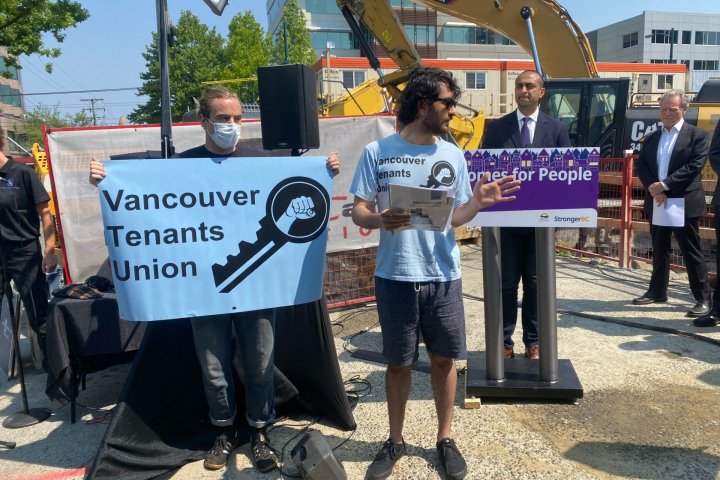 ‘Hands off our homes’: Protesters interrupt Vancouver housing announcement
