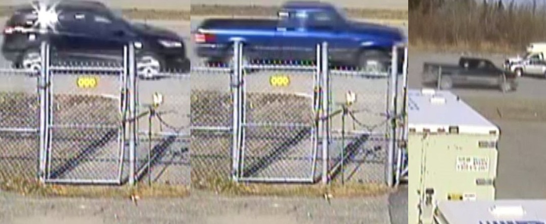Police are looking to identify a black Ford Escape, a blue Ford Ranger and a green pickup truck.