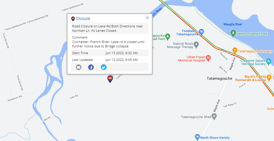 Officials have indefinitely closed Lake Road to traffic due to a bridge collapse.