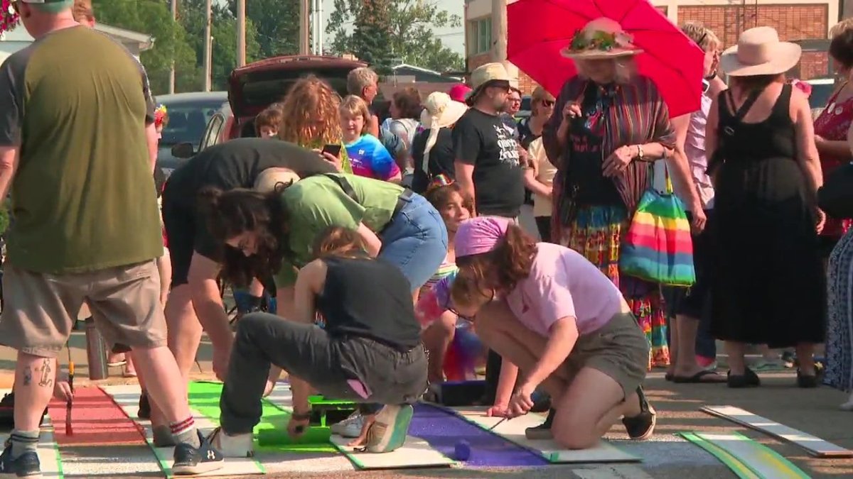 A visual of some of the people from the Westlock pride event showing how many people were there on June 27, 2023.