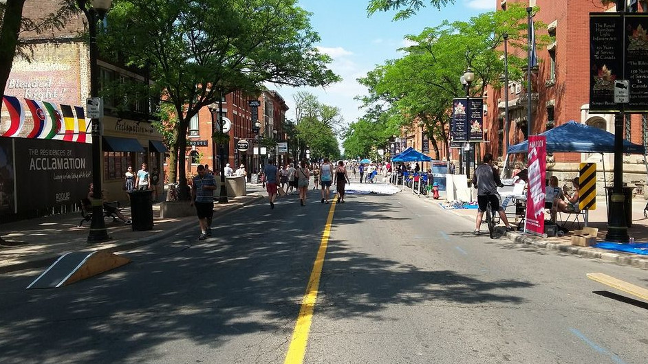 A photo of a past Open Streets Hamilton event on James Street. The 2023 event takes place Sunday.