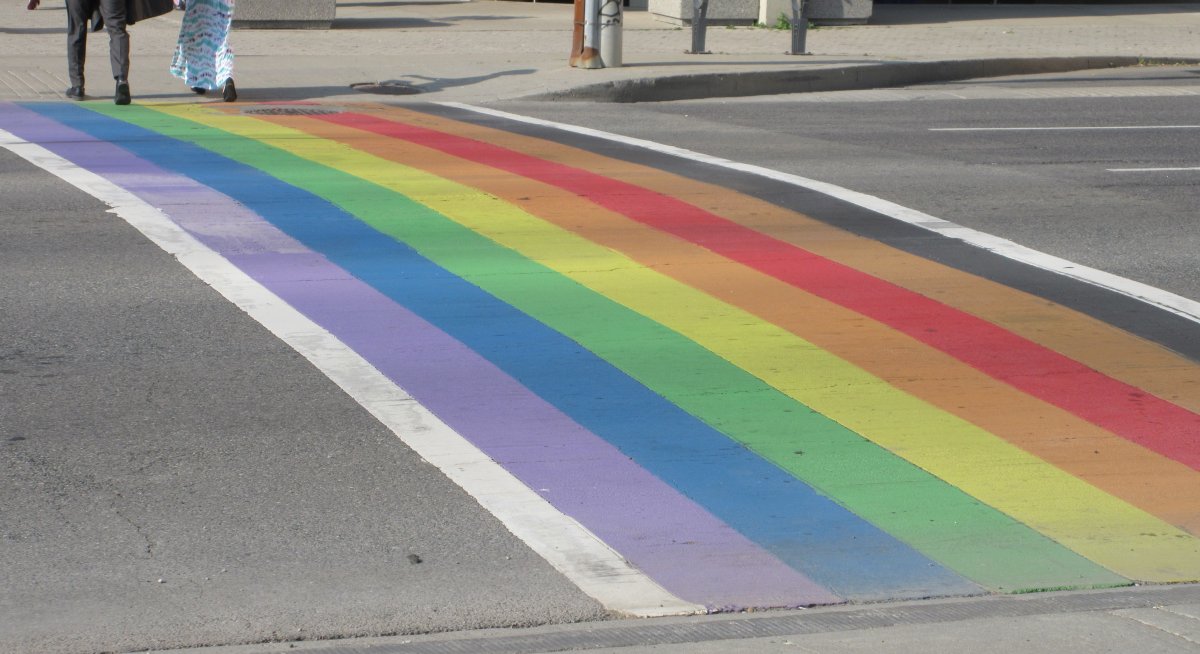 Police are seeking an unknown suspect who damaged a rainbow crosswalk in late May 2023 in Niagara-on-the-Lake.