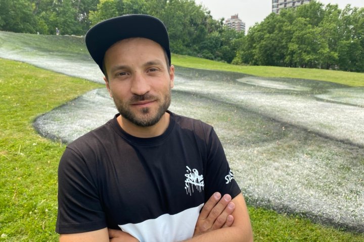 French artist uses nature to spread message of unity on Montreal mountainside
