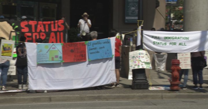 Downtown Vancouver protesters demand action on residency status 