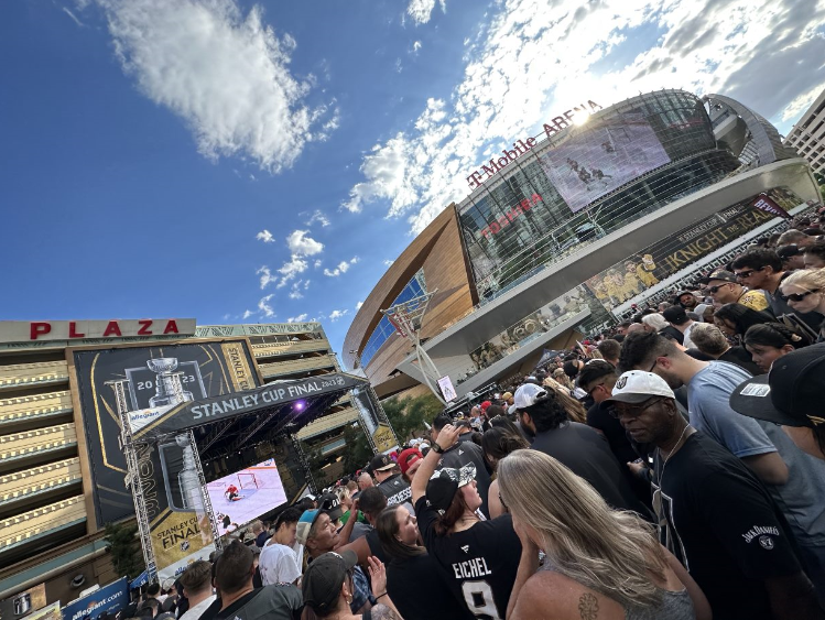 Watchparty outside of the T-Mobile Arena in Las Vegas.