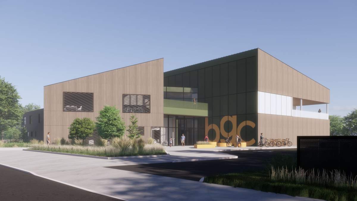 A rendering of the proposed Strathcona County Boys and Girls Club facility beside Brentwood Elementary School in Sherwood Park.