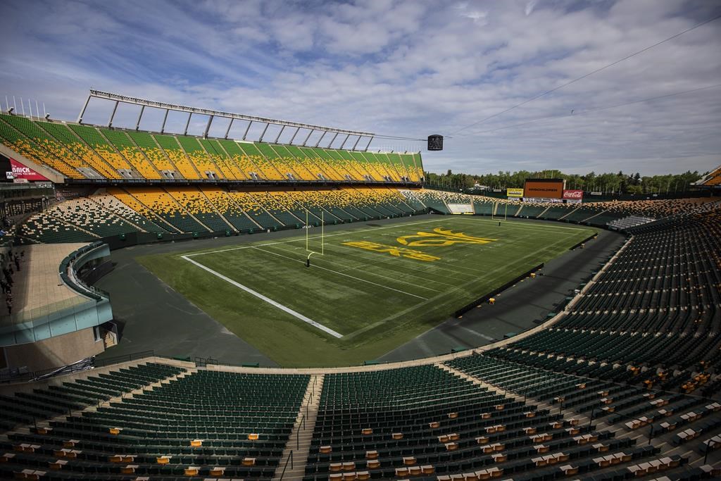 The Edmonton Elks home game against the B.C. Lions on Saturday will be the first professional football game broadcast in Punjabi. The Edmonton Elks logo and name are revealed at Commonwealth Stadium in Edmonton, on Tuesday, June 1, 2021.