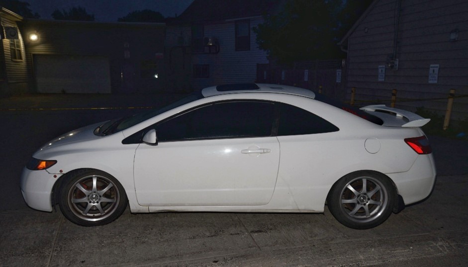 Kingston police say this White Honda Civic was involved in a collision with a pedestrian in the early morning hours of July 2. 